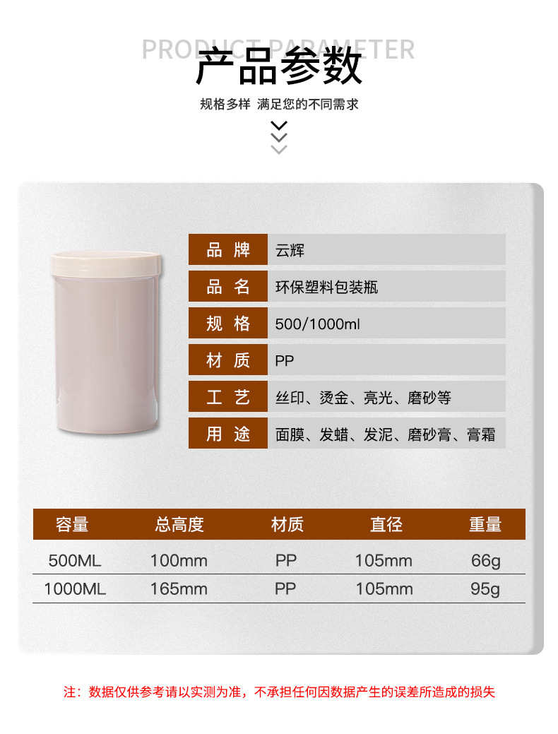 PP塑料廣口瓶化妝品包材 500g面膜膏霜瓶身體磨砂膏泥膜罐面霜瓶